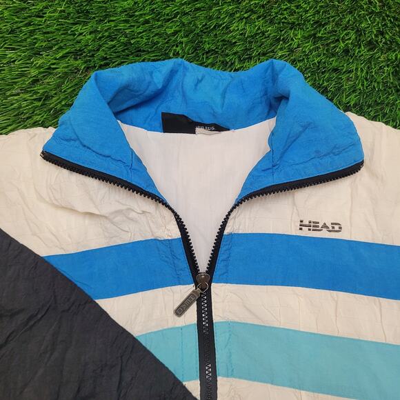 Vintage 80s HEAD Windbreaker Jacket Mens S/M Boxy Fit Neon Cropped Boxy - Picture 2 of 8